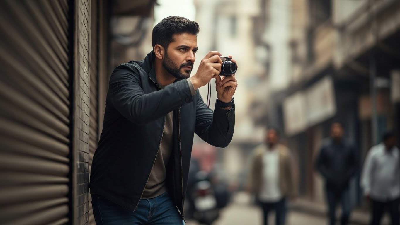 Corporate investigator analyzing financial data in a modern office